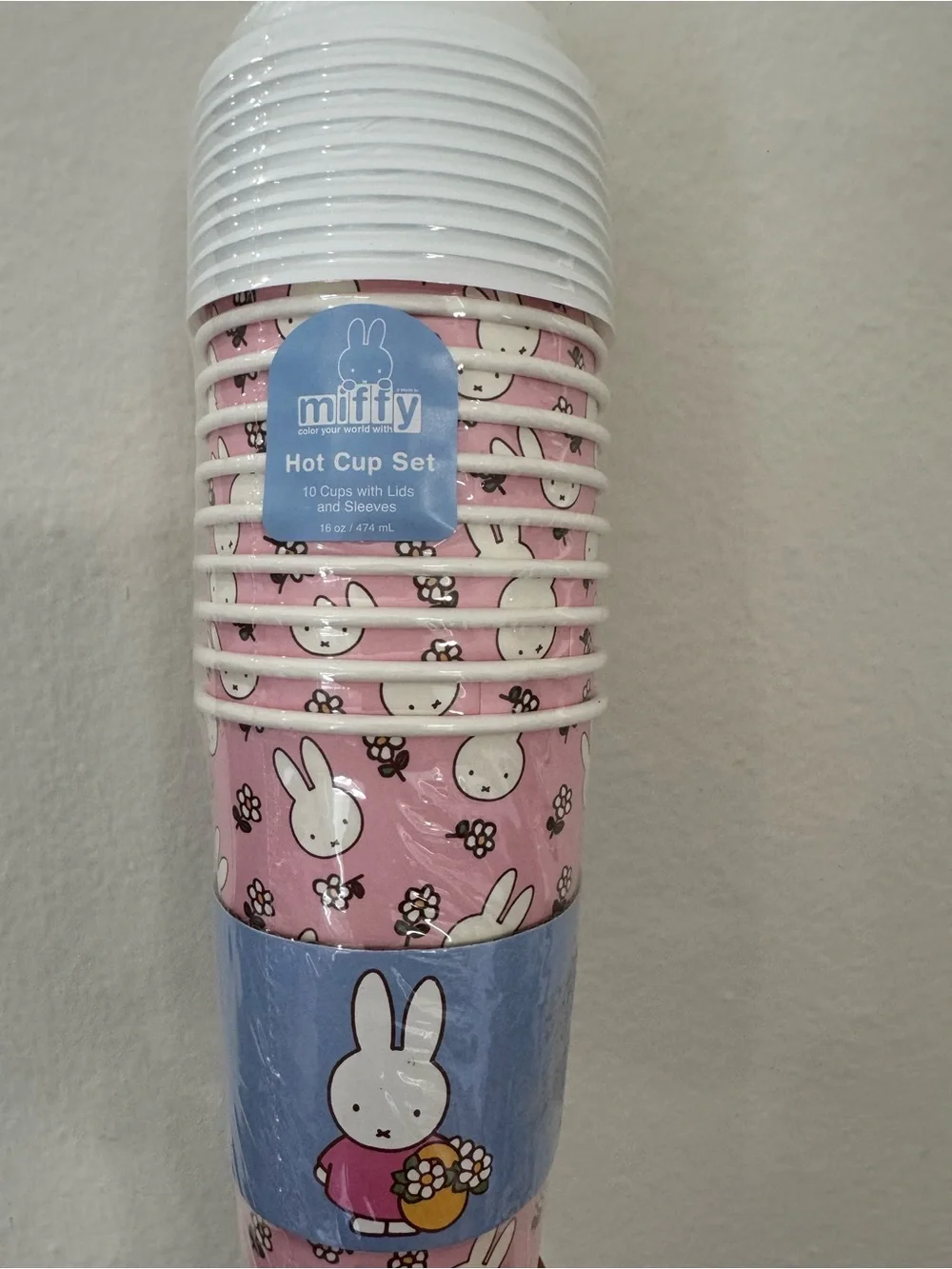 miffy Pink & Blue Disposable Hot Cup Set with Bunny Design